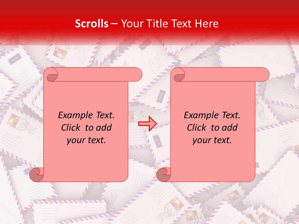 A Pile Of Mail Envelopes With A Red Ribbon PowerPoint Template