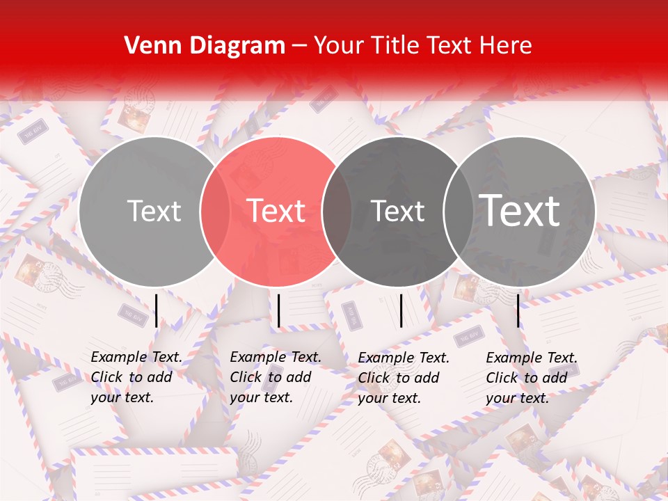 A Pile Of Mail Envelopes With A Red Ribbon PowerPoint Template