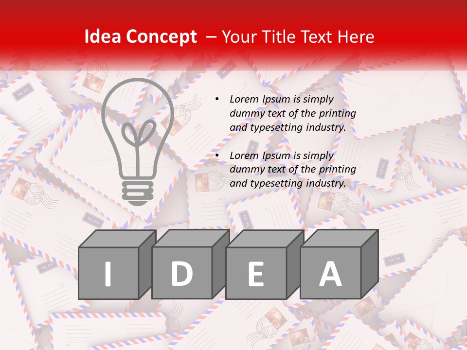 A Pile Of Mail Envelopes With A Red Ribbon PowerPoint Template