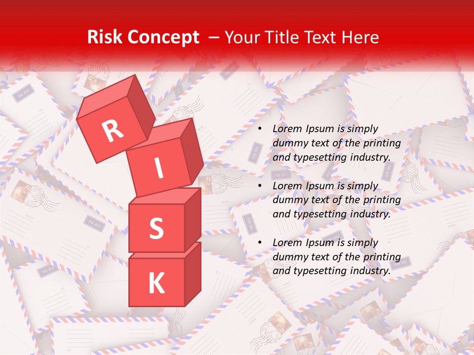 A Pile Of Mail Envelopes With A Red Ribbon PowerPoint Template