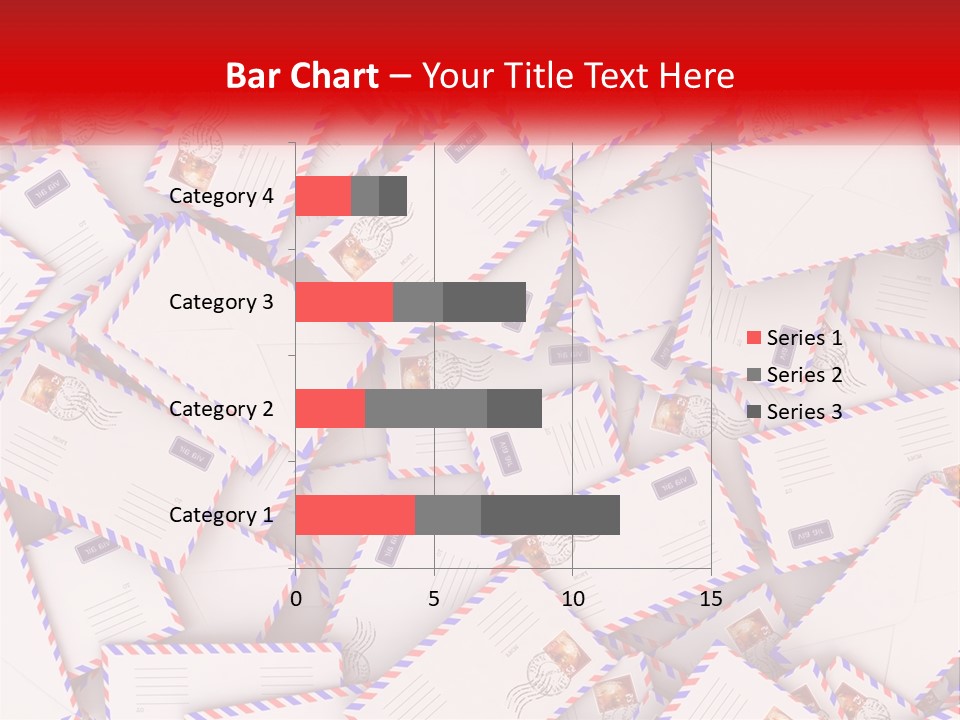 A Pile Of Mail Envelopes With A Red Ribbon PowerPoint Template