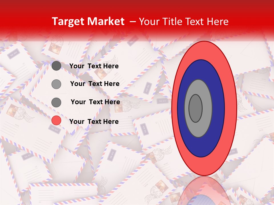 A Pile Of Mail Envelopes With A Red Ribbon PowerPoint Template