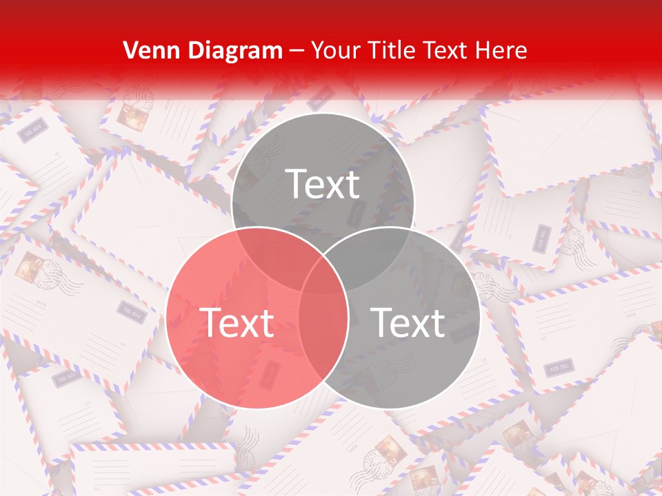 A Pile Of Mail Envelopes With A Red Ribbon PowerPoint Template