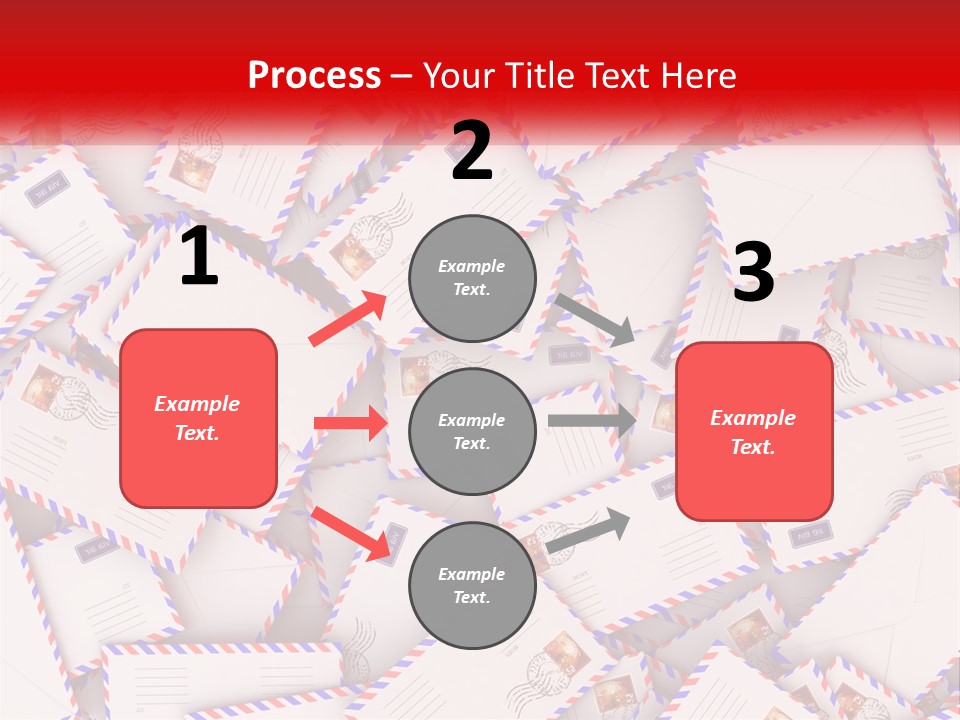 A Pile Of Mail Envelopes With A Red Ribbon PowerPoint Template