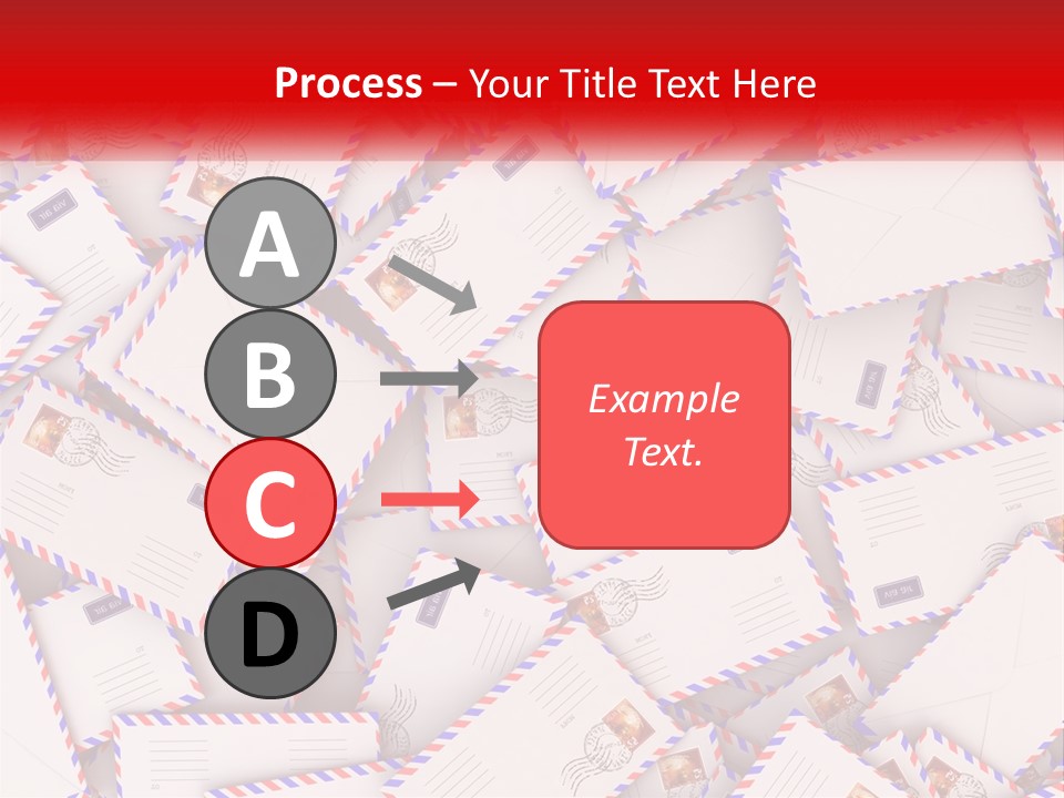 A Pile Of Mail Envelopes With A Red Ribbon PowerPoint Template