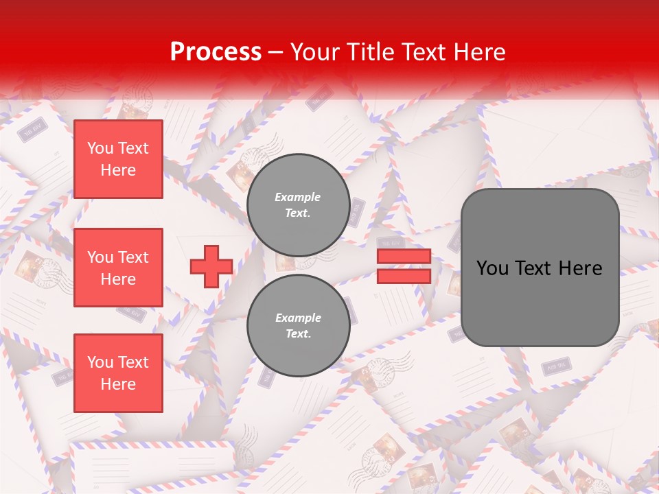 A Pile Of Mail Envelopes With A Red Ribbon PowerPoint Template
