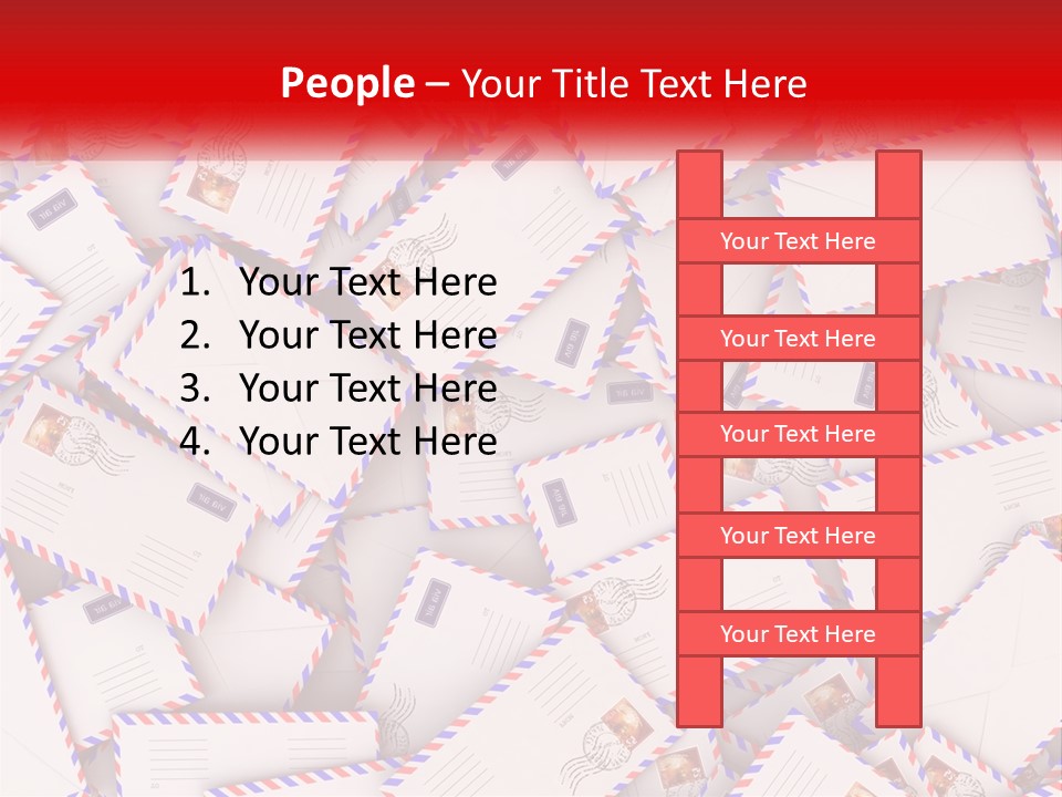A Pile Of Mail Envelopes With A Red Ribbon PowerPoint Template