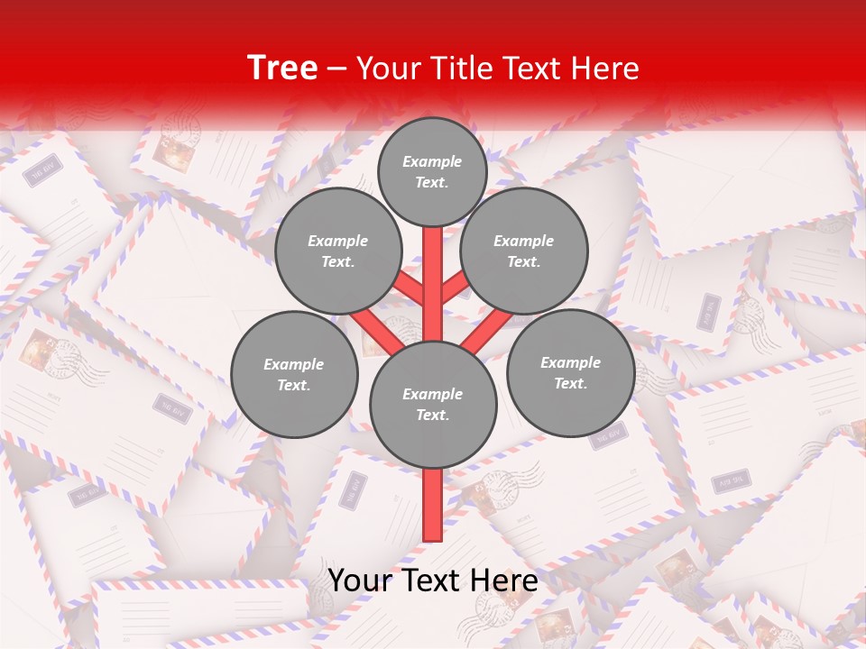 A Pile Of Mail Envelopes With A Red Ribbon PowerPoint Template