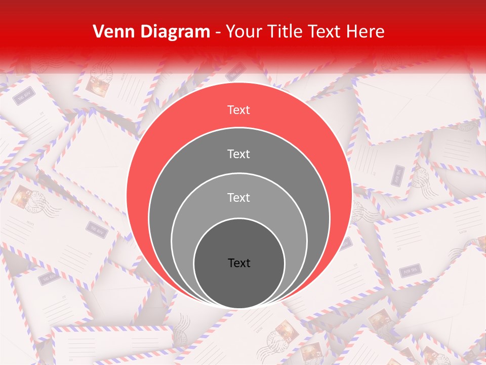 A Pile Of Mail Envelopes With A Red Ribbon PowerPoint Template