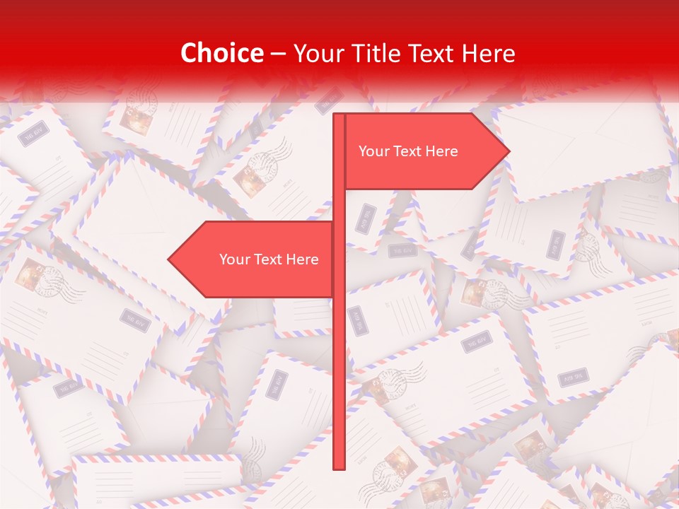 A Pile Of Mail Envelopes With A Red Ribbon PowerPoint Template