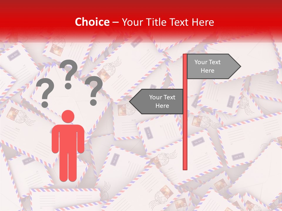 A Pile Of Mail Envelopes With A Red Ribbon PowerPoint Template