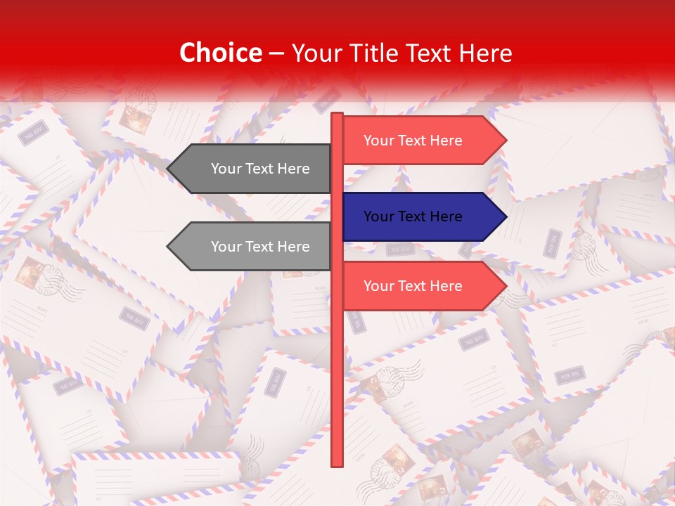 A Pile Of Mail Envelopes With A Red Ribbon PowerPoint Template