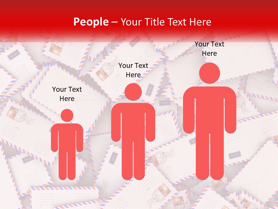 A Pile Of Mail Envelopes With A Red Ribbon PowerPoint Template