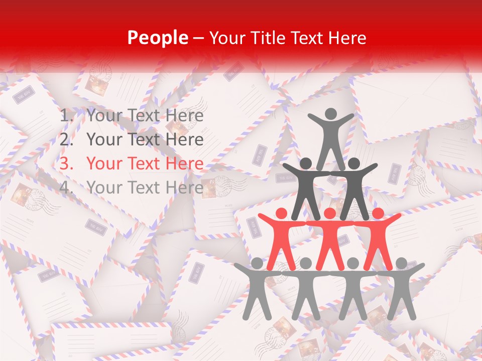 A Pile Of Mail Envelopes With A Red Ribbon PowerPoint Template