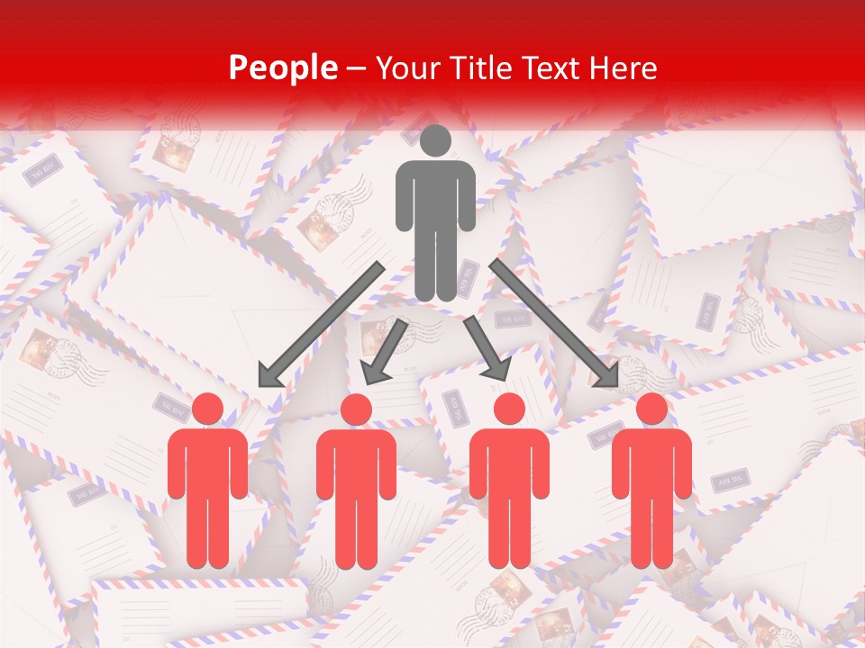 A Pile Of Mail Envelopes With A Red Ribbon PowerPoint Template
