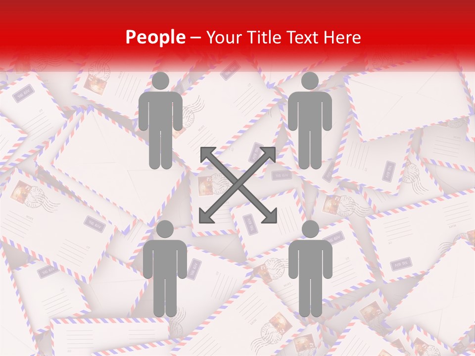 A Pile Of Mail Envelopes With A Red Ribbon PowerPoint Template