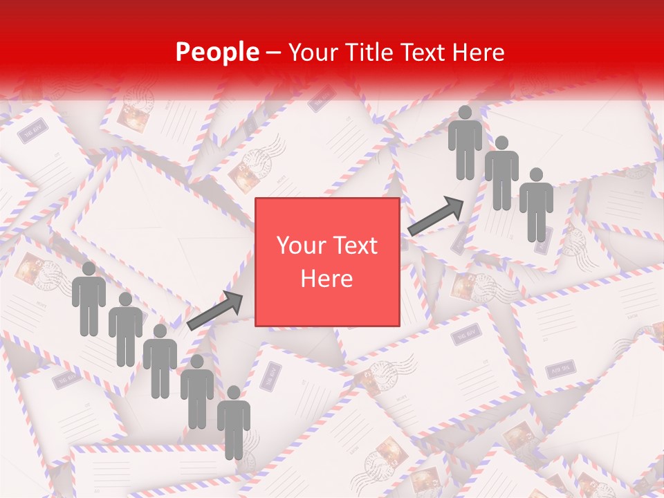 A Pile Of Mail Envelopes With A Red Ribbon PowerPoint Template