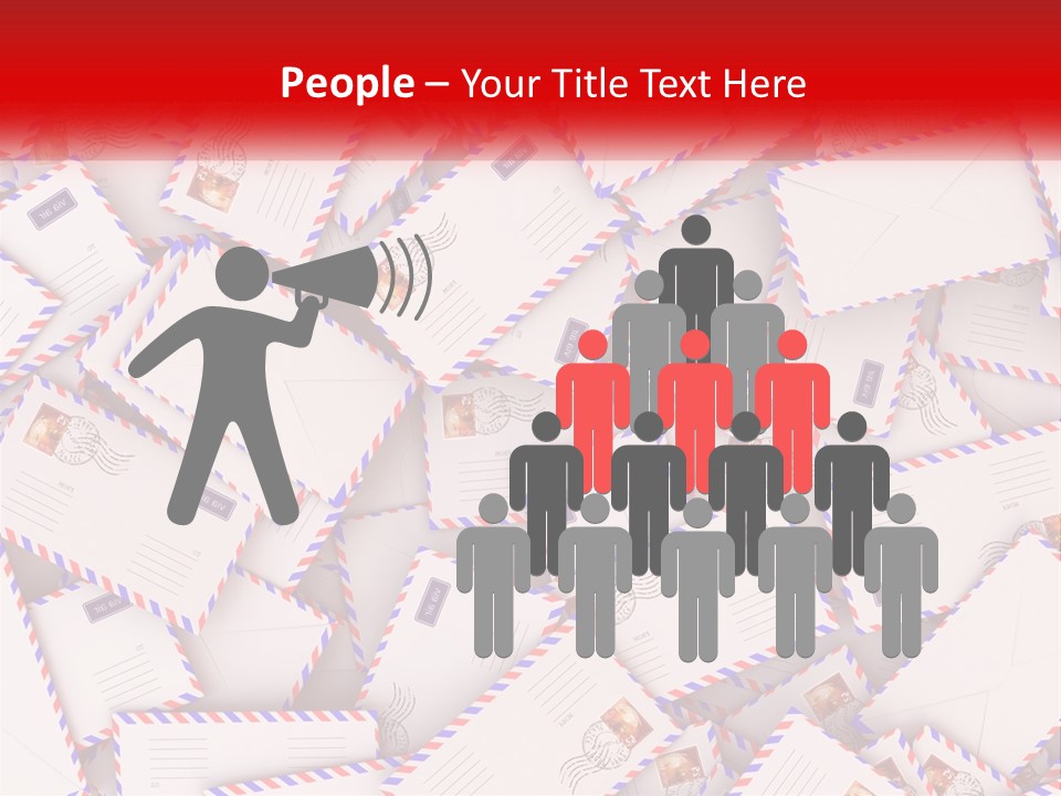 A Pile Of Mail Envelopes With A Red Ribbon PowerPoint Template