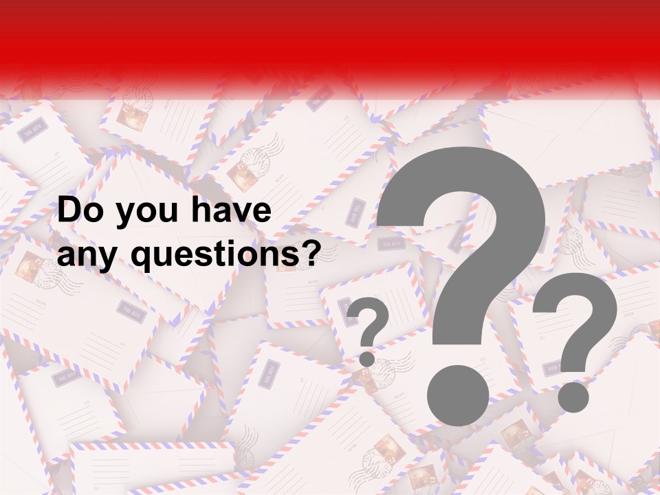 A Pile Of Mail Envelopes With A Red Ribbon PowerPoint Template