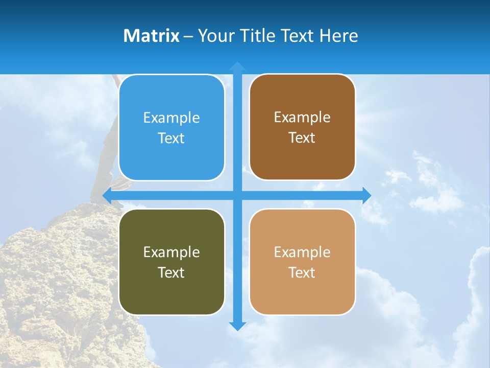 A Man Standing On Top Of A Rock With His Arms In The Air PowerPoint Template