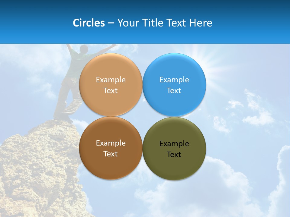 A Man Standing On Top Of A Rock With His Arms In The Air PowerPoint Template