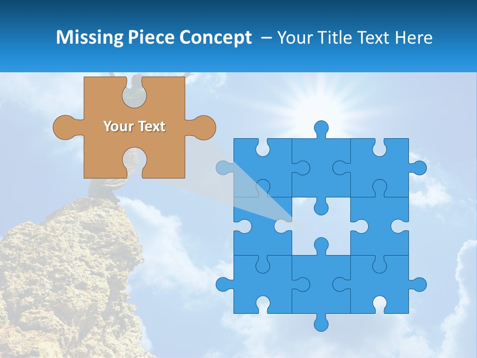 A Man Standing On Top Of A Rock With His Arms In The Air PowerPoint Template