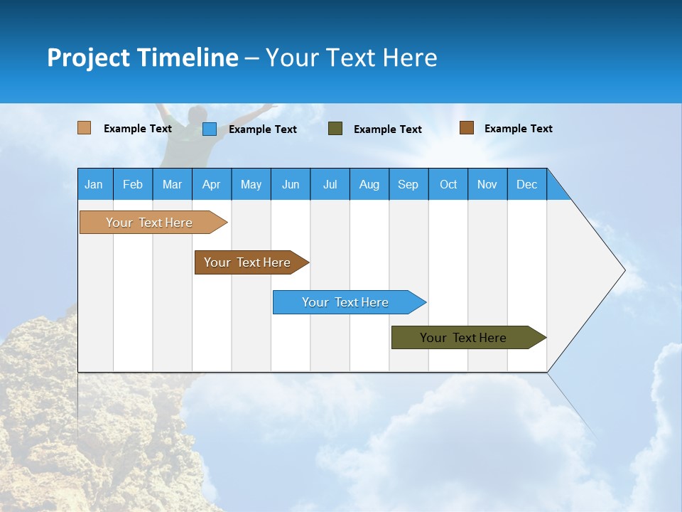 A Man Standing On Top Of A Rock With His Arms In The Air PowerPoint Template