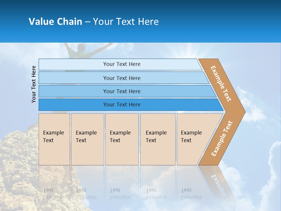 A Man Standing On Top Of A Rock With His Arms In The Air PowerPoint Template