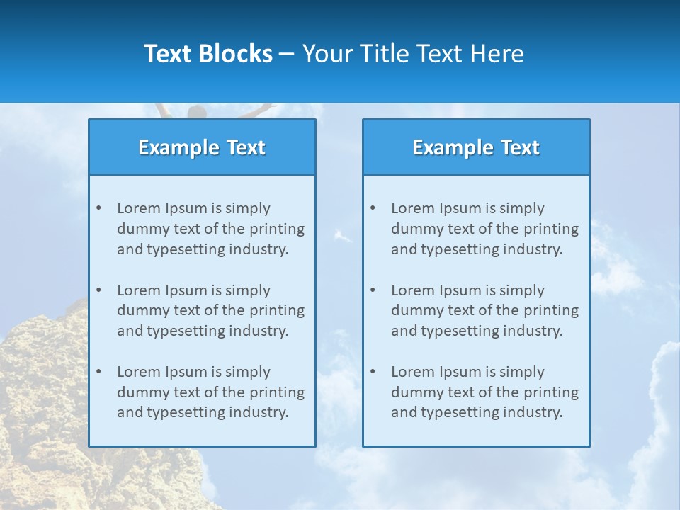 A Man Standing On Top Of A Rock With His Arms In The Air PowerPoint Template