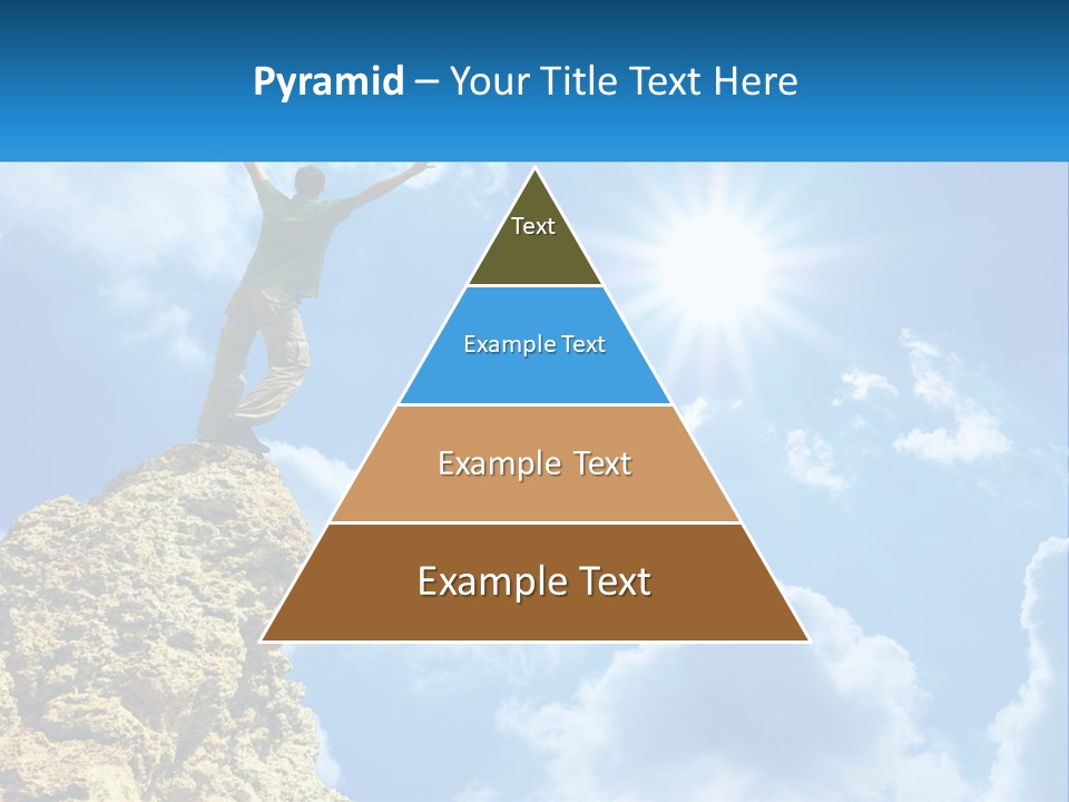 A Man Standing On Top Of A Rock With His Arms In The Air PowerPoint Template