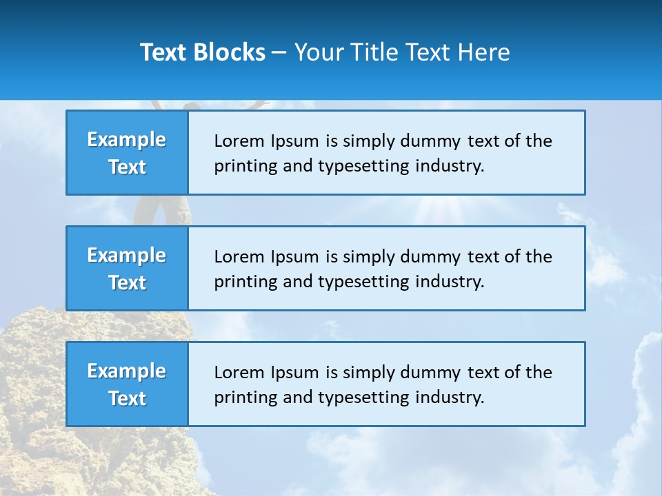 A Man Standing On Top Of A Rock With His Arms In The Air PowerPoint Template