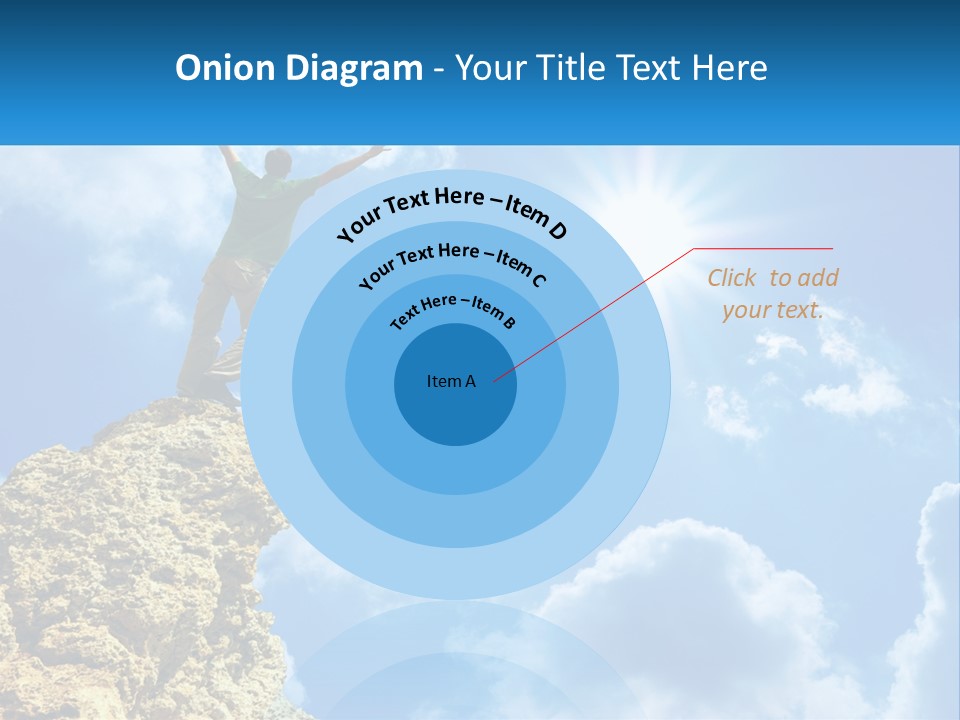 A Man Standing On Top Of A Rock With His Arms In The Air PowerPoint Template
