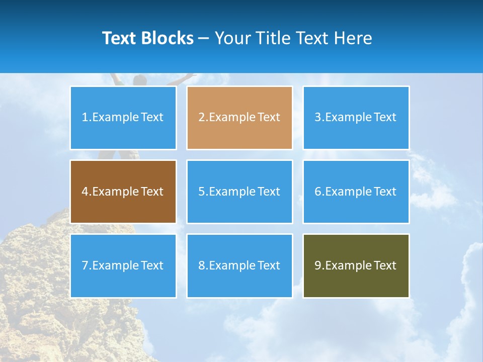 A Man Standing On Top Of A Rock With His Arms In The Air PowerPoint Template