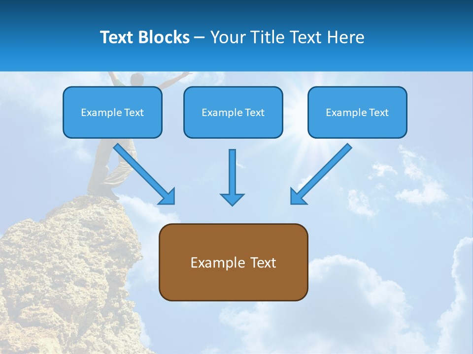 A Man Standing On Top Of A Rock With His Arms In The Air PowerPoint Template