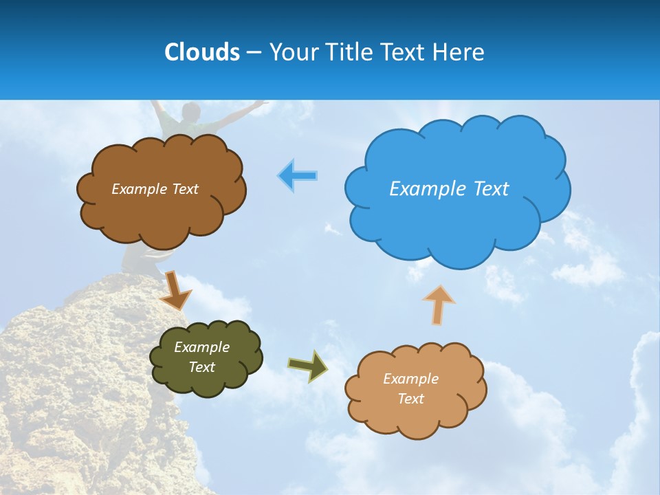 A Man Standing On Top Of A Rock With His Arms In The Air PowerPoint Template