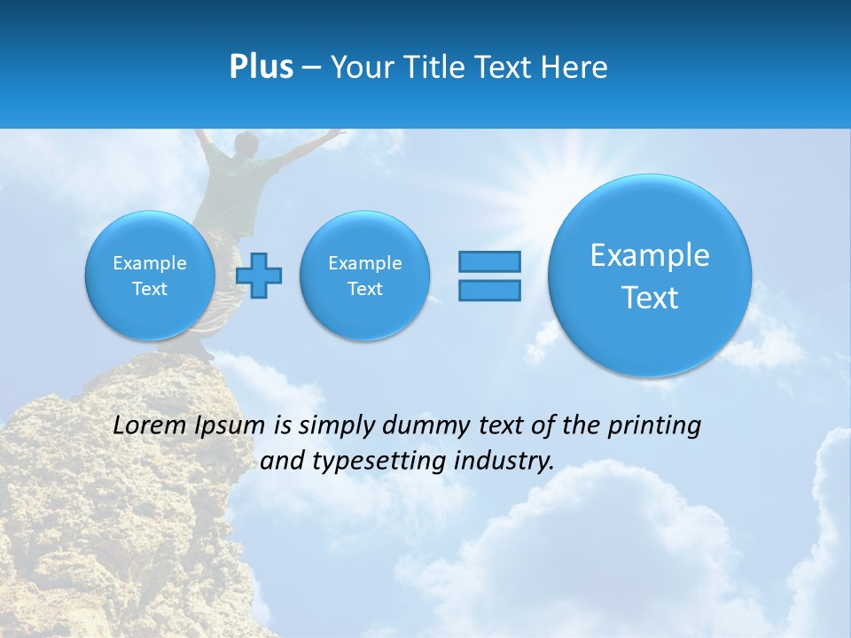 A Man Standing On Top Of A Rock With His Arms In The Air PowerPoint Template
