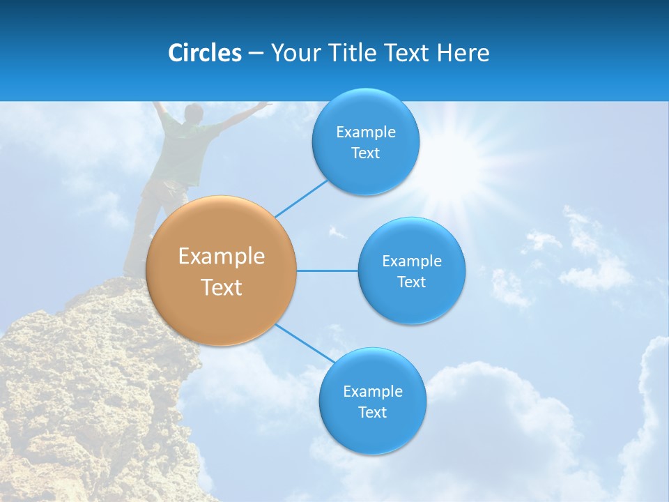 A Man Standing On Top Of A Rock With His Arms In The Air PowerPoint Template