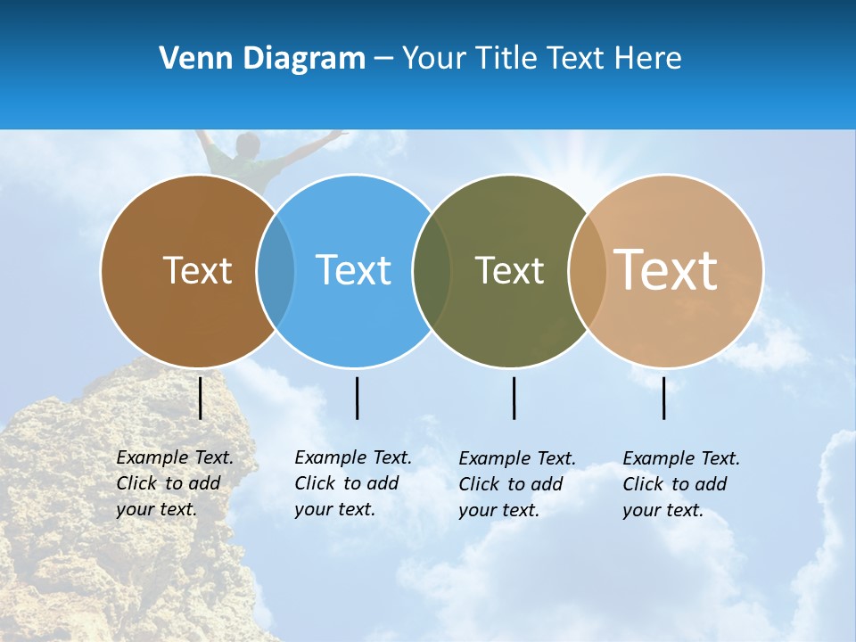 A Man Standing On Top Of A Rock With His Arms In The Air PowerPoint Template