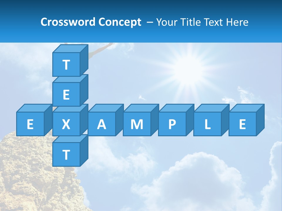 A Man Standing On Top Of A Rock With His Arms In The Air PowerPoint Template
