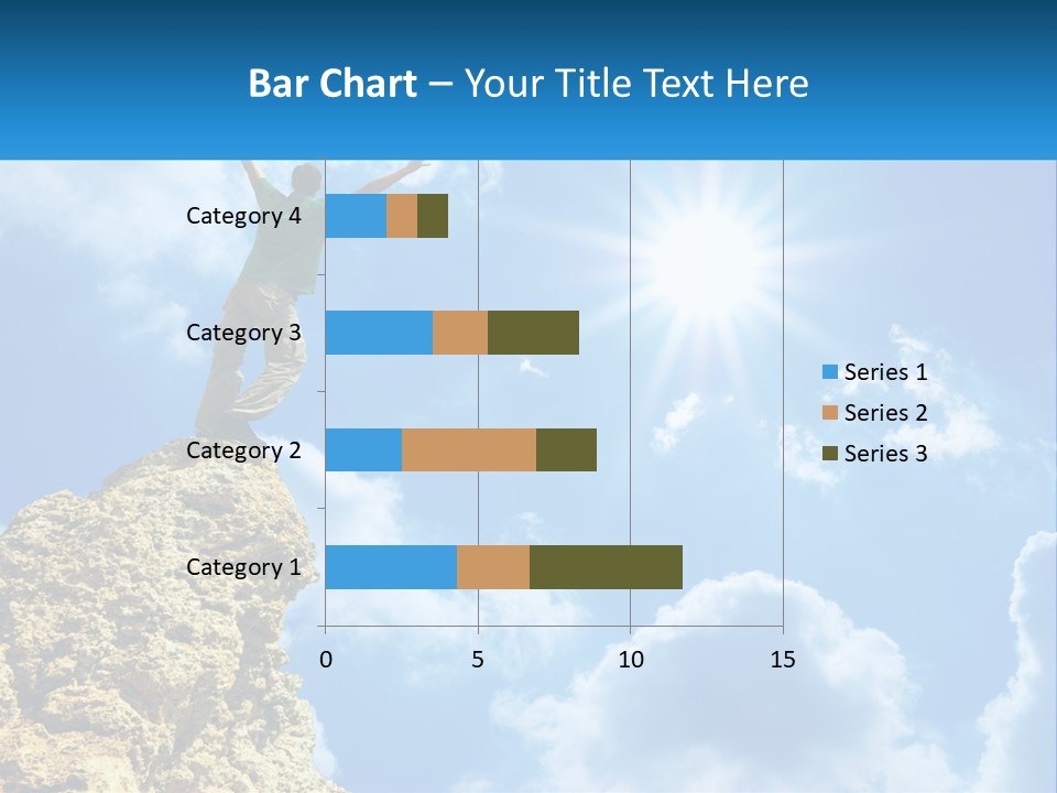 A Man Standing On Top Of A Rock With His Arms In The Air PowerPoint Template