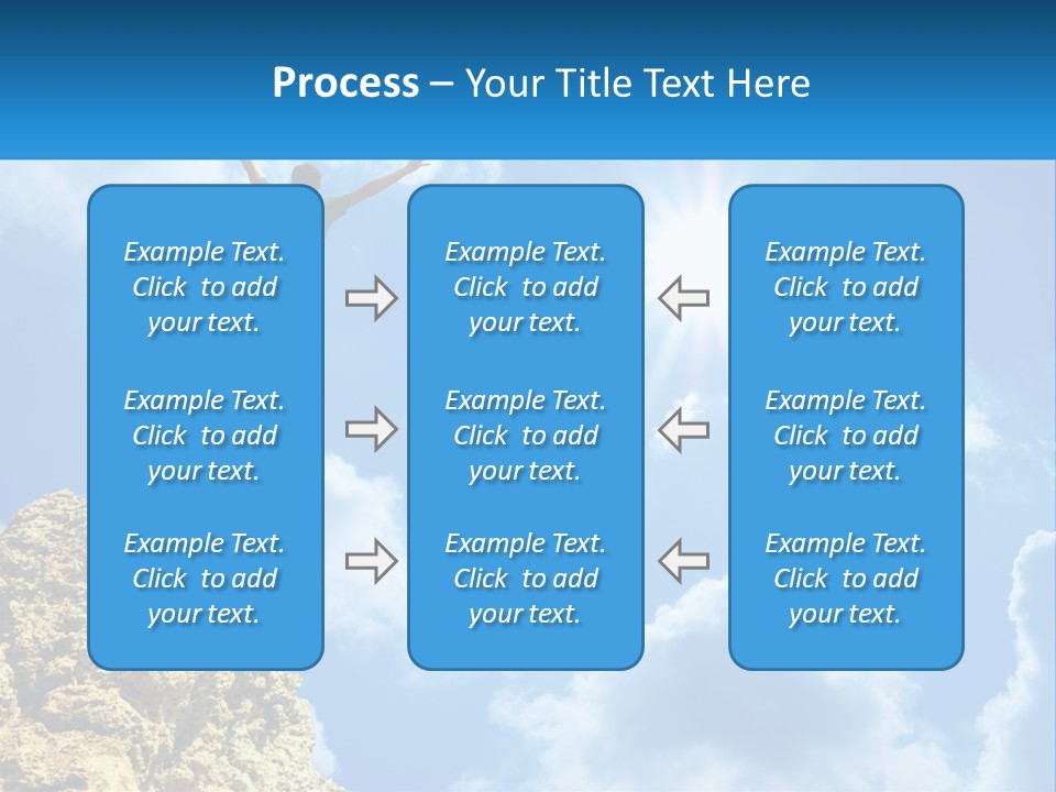 A Man Standing On Top Of A Rock With His Arms In The Air PowerPoint Template