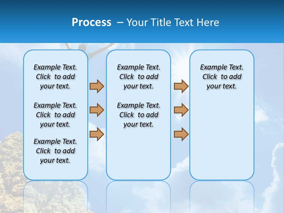 A Man Standing On Top Of A Rock With His Arms In The Air PowerPoint Template