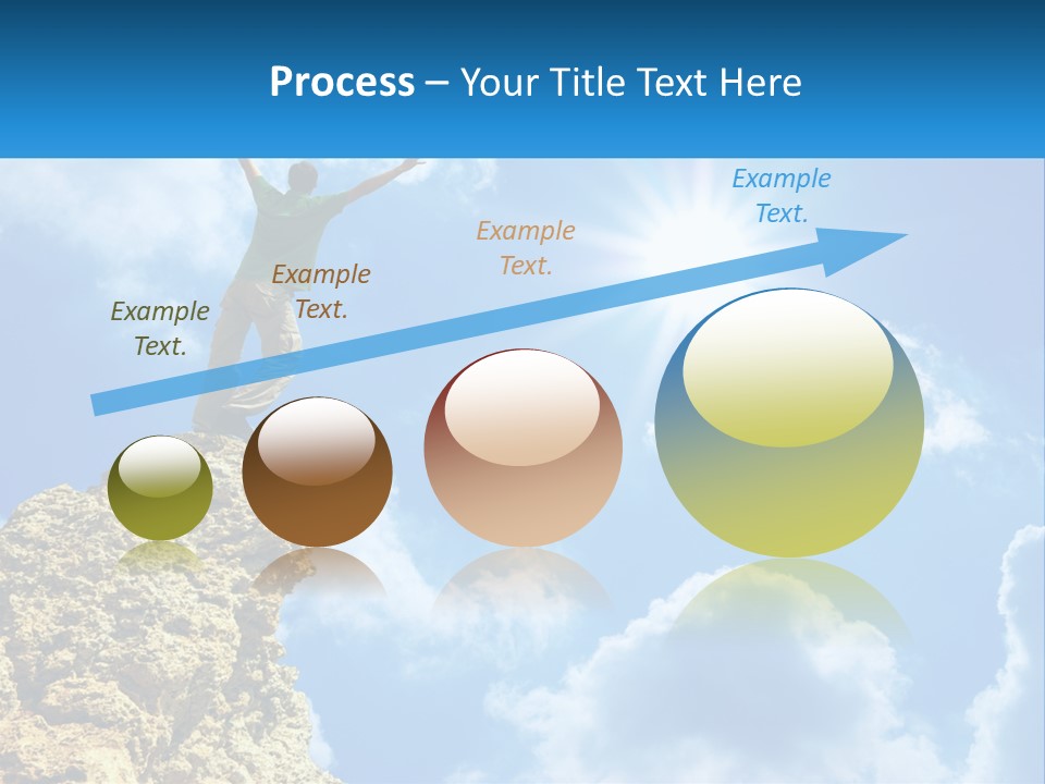 A Man Standing On Top Of A Rock With His Arms In The Air PowerPoint Template