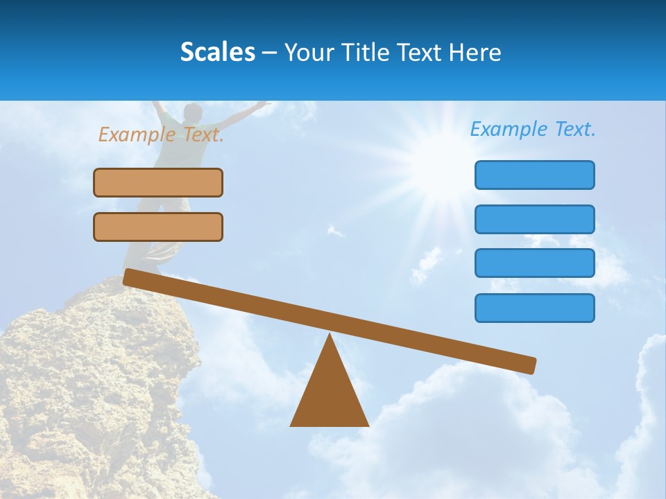 A Man Standing On Top Of A Rock With His Arms In The Air PowerPoint Template