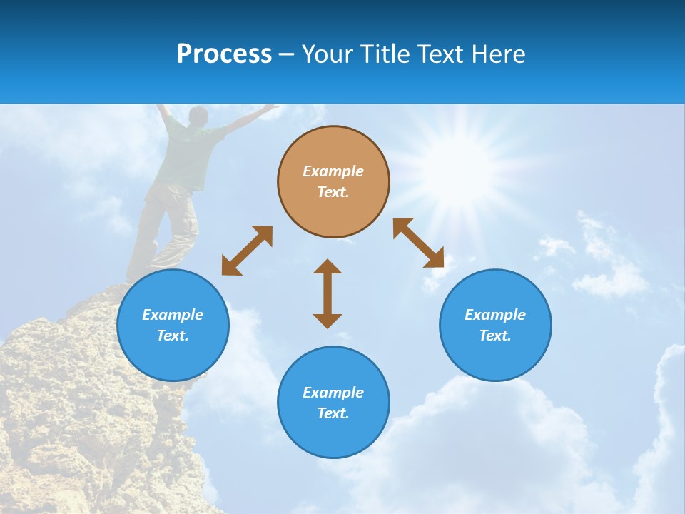 A Man Standing On Top Of A Rock With His Arms In The Air PowerPoint Template