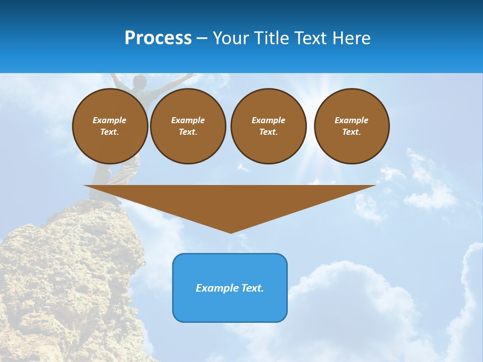 A Man Standing On Top Of A Rock With His Arms In The Air PowerPoint Template