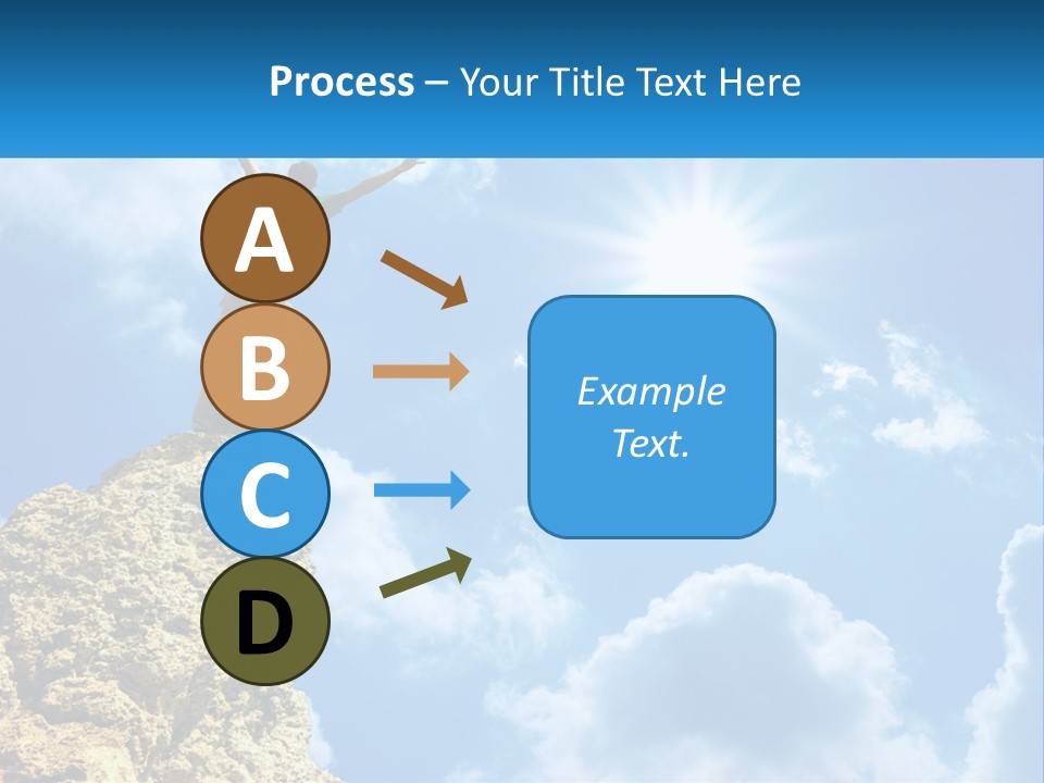 A Man Standing On Top Of A Rock With His Arms In The Air PowerPoint Template