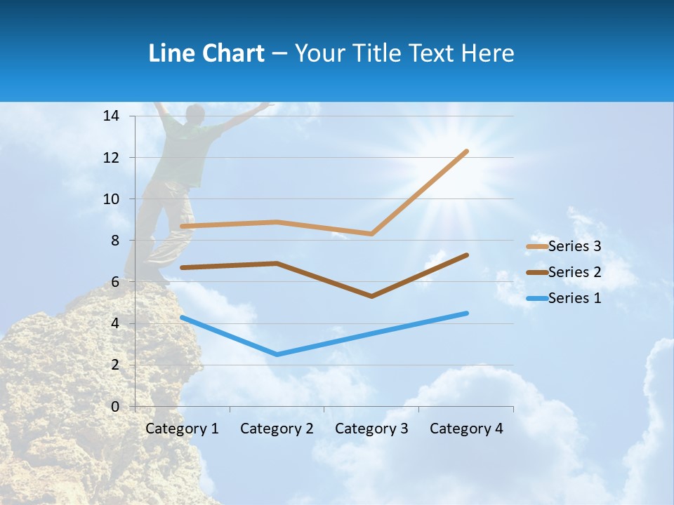 A Man Standing On Top Of A Rock With His Arms In The Air PowerPoint Template