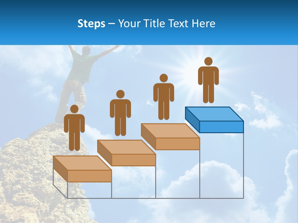 A Man Standing On Top Of A Rock With His Arms In The Air PowerPoint Template
