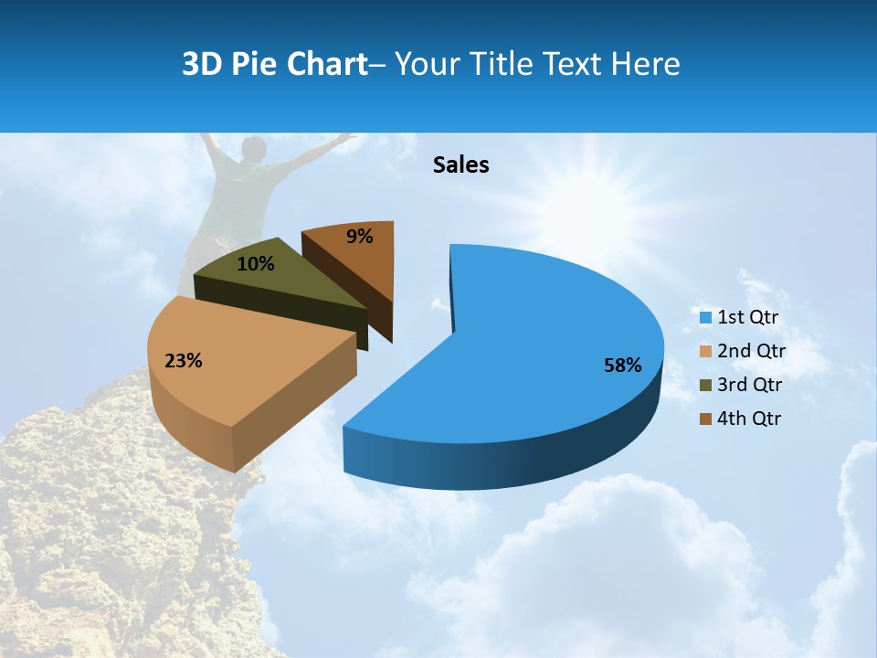 A Man Standing On Top Of A Rock With His Arms In The Air PowerPoint Template